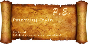 Petrovity Ervin névjegykártya